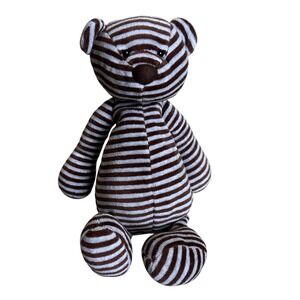 Jellycat Bonbon‎ Bear Plushie Brown White Striped Stuffed Animal Collectible HTF